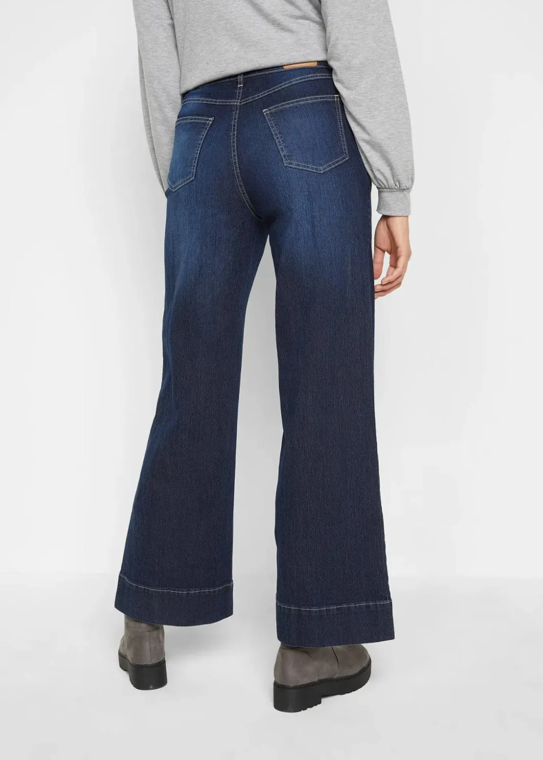 Wide Leg Jeans Mid Waist, Stretch Damen Jeans|Kurzgrößen