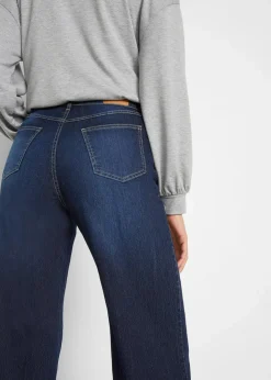 Wide Leg Jeans Mid Waist, Stretch Damen Jeans|Kurzgrößen