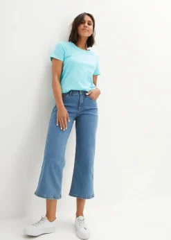 New Wide Leg Jeans Mid Waist, cropped Damen Bekleidung·Shirts & Tops|Jeans