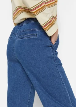 Damen bonprix Jeans|Kurzgrößen|Wide Leg Jeans Mid Waist, Stretch