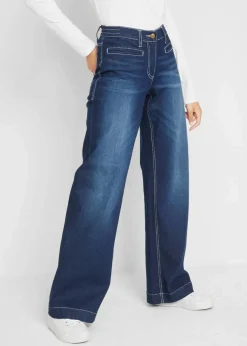 Clearance Wide Leg Jeans Mid Waist, Bequembund Damen Jeans|Bekleidung·Shirts & Tops