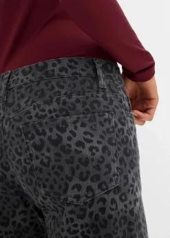 Damen bonprix Bekleidung·Kleider|Hosen|Wide Leg Twillhose mit Leodruck