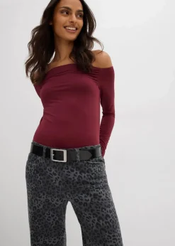 Damen bonprix Bekleidung·Kleider|Hosen|Wide Leg Twillhose mit Leodruck