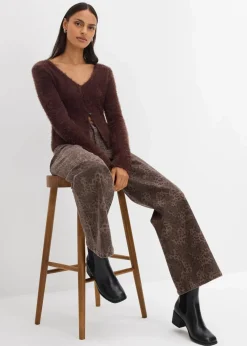 Best Wide Leg Twillhose mit Leodruck Damen Hosen|Bekleidung·Kleider
