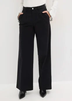 Damen bonprix Bekleidung·Kleider|Hosen|Wide-Leg Bundfalten-Hose mit Bequembund
