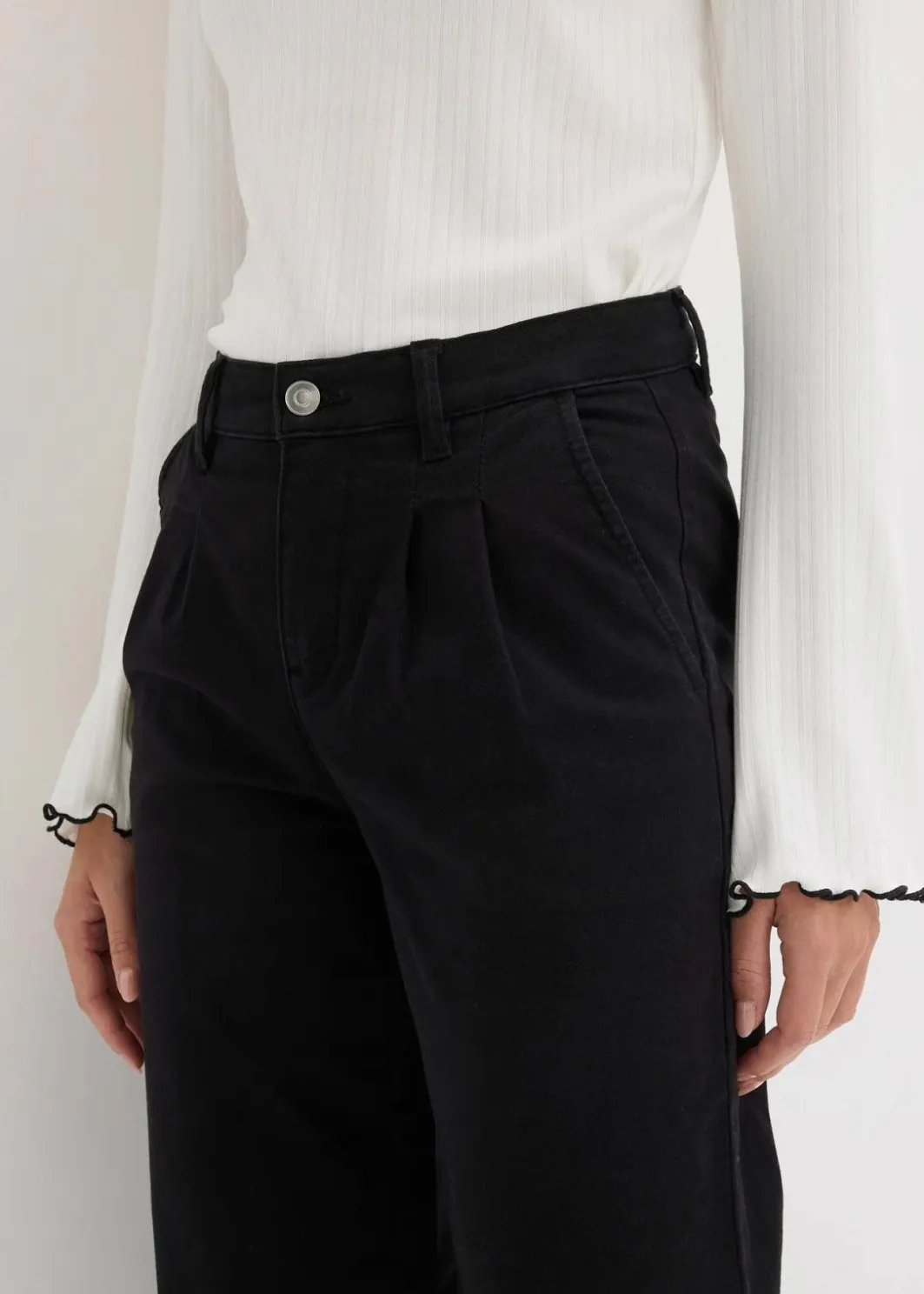 Damen bonprix Bekleidung·Kleider|Hosen|Wide-Leg Bundfalten-Hose mit Bequembund