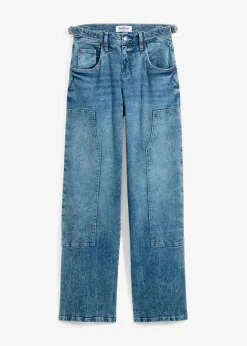Damen bonprix Jeans|Kurzgrößen|Wide-Leg Jeans Mid Waist