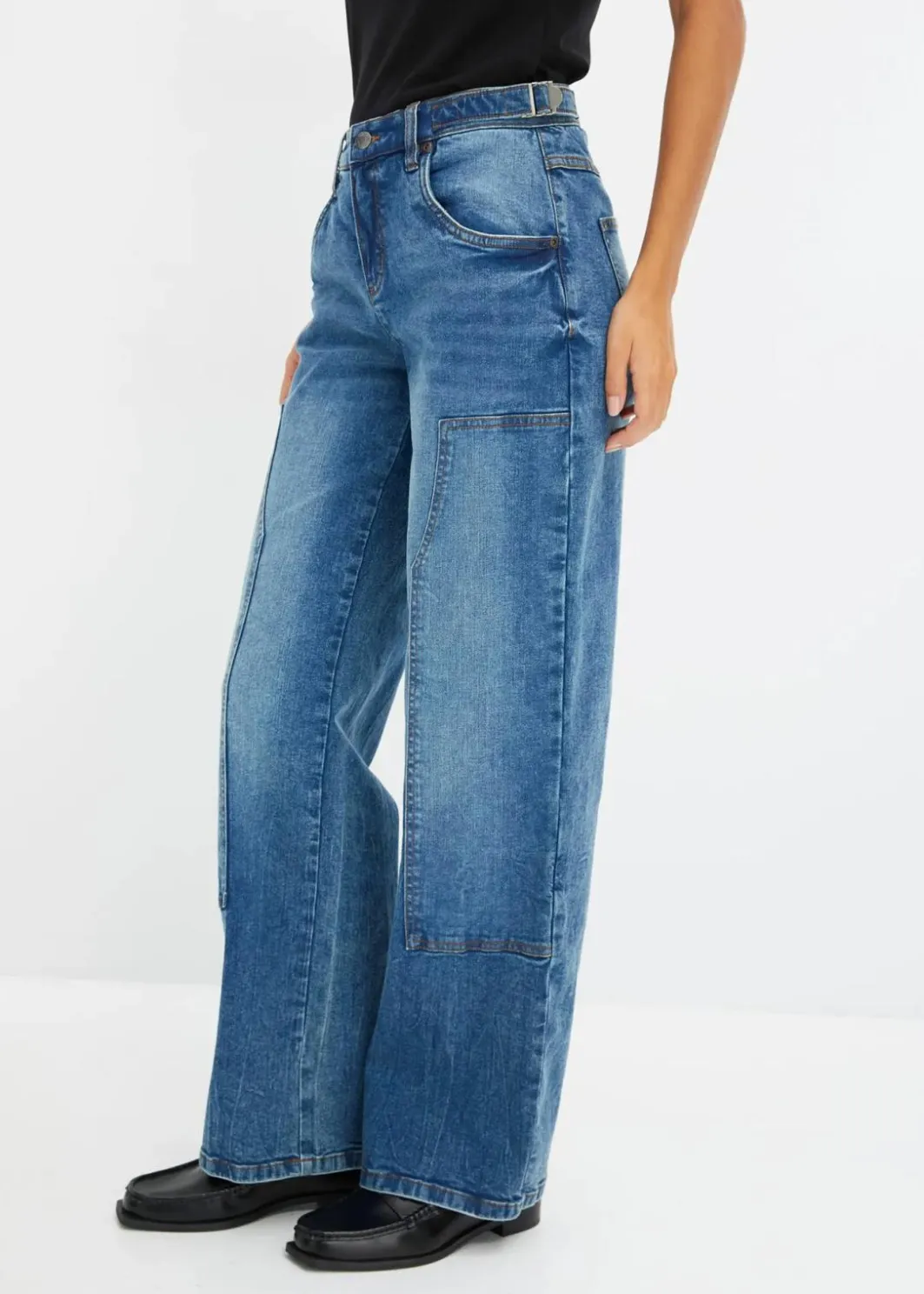 Best Wide-Leg Jeans Mid Waist Damen Jeans|Kurzgrößen