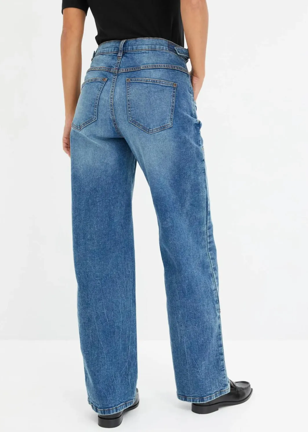 Best Wide-Leg Jeans Mid Waist Damen Jeans|Kurzgrößen