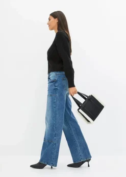 Best Wide-Leg Jeans Mid Waist Damen Jeans|Kurzgrößen