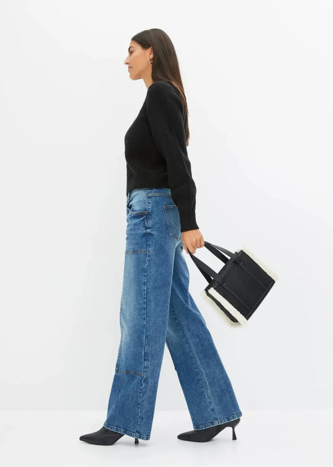 Best Wide-Leg Jeans Mid Waist Damen Jeans|Kurzgrößen