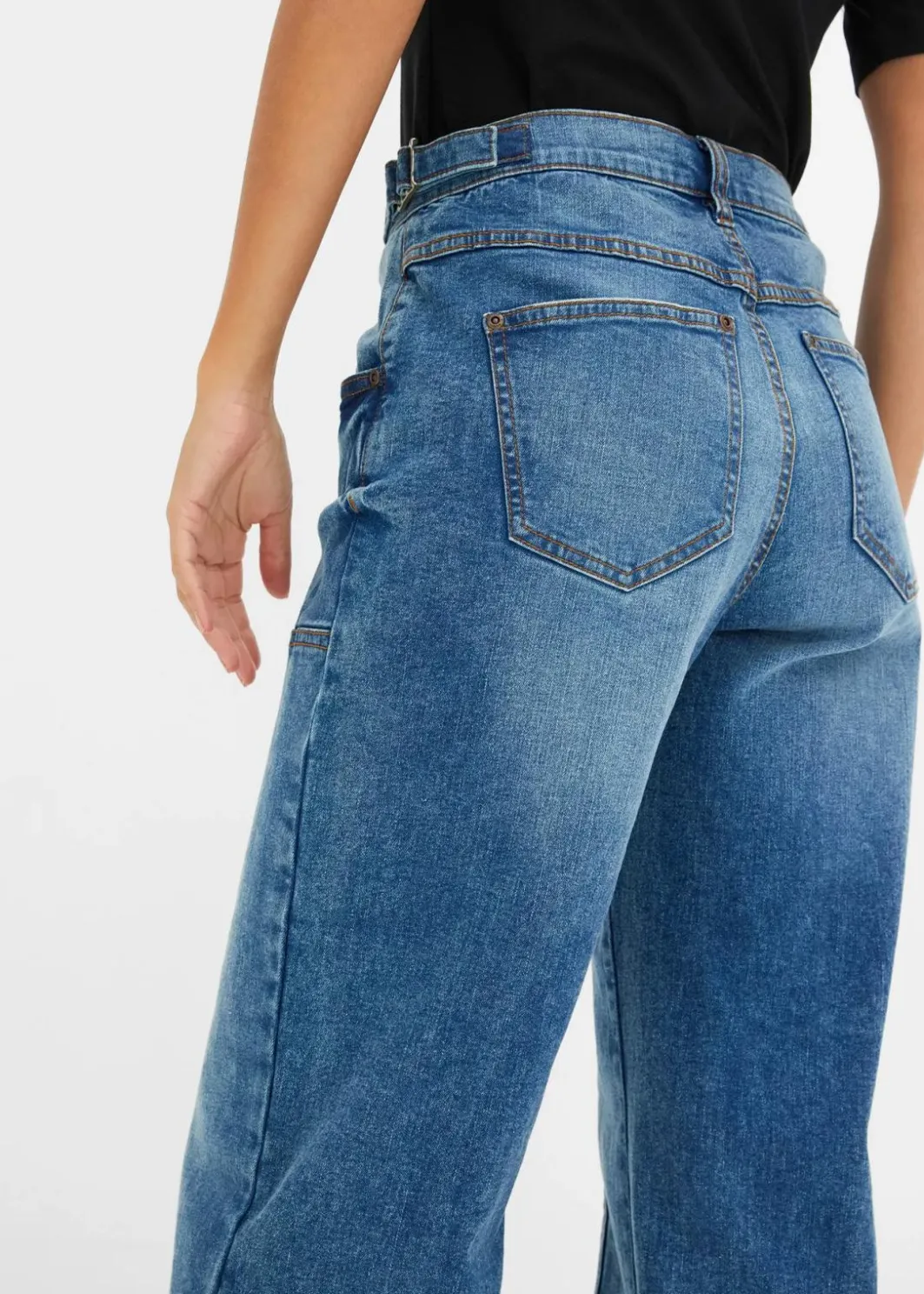 Best Wide-Leg Jeans Mid Waist Damen Jeans|Kurzgrößen