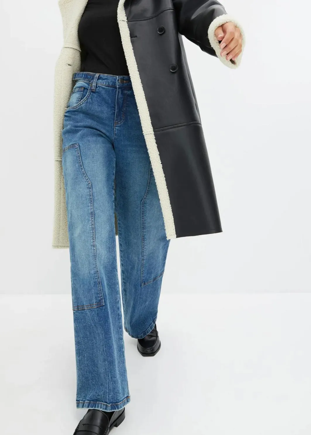 Best Wide-Leg Jeans Mid Waist Damen Jeans|Kurzgrößen