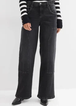 Online Wide-Leg Jeans Mid Waist Damen Jeans|Kurzgrößen