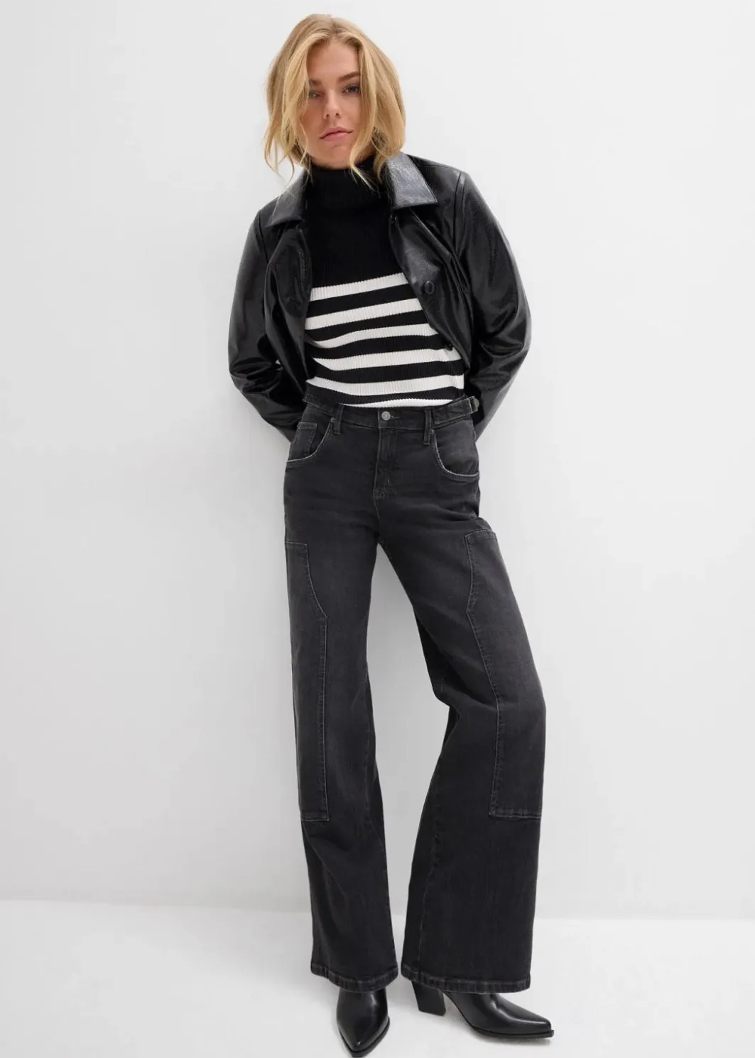 Online Wide-Leg Jeans Mid Waist Damen Jeans|Kurzgrößen