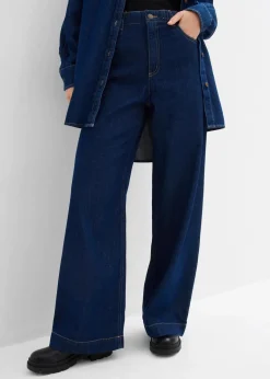 Damen bonprix Kurzgrößen|Bekleidung·Shirts & Tops|Wide-Leg-Jeans High Waist