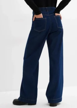 Damen bonprix Kurzgrößen|Bekleidung·Shirts & Tops|Wide-Leg-Jeans High Waist