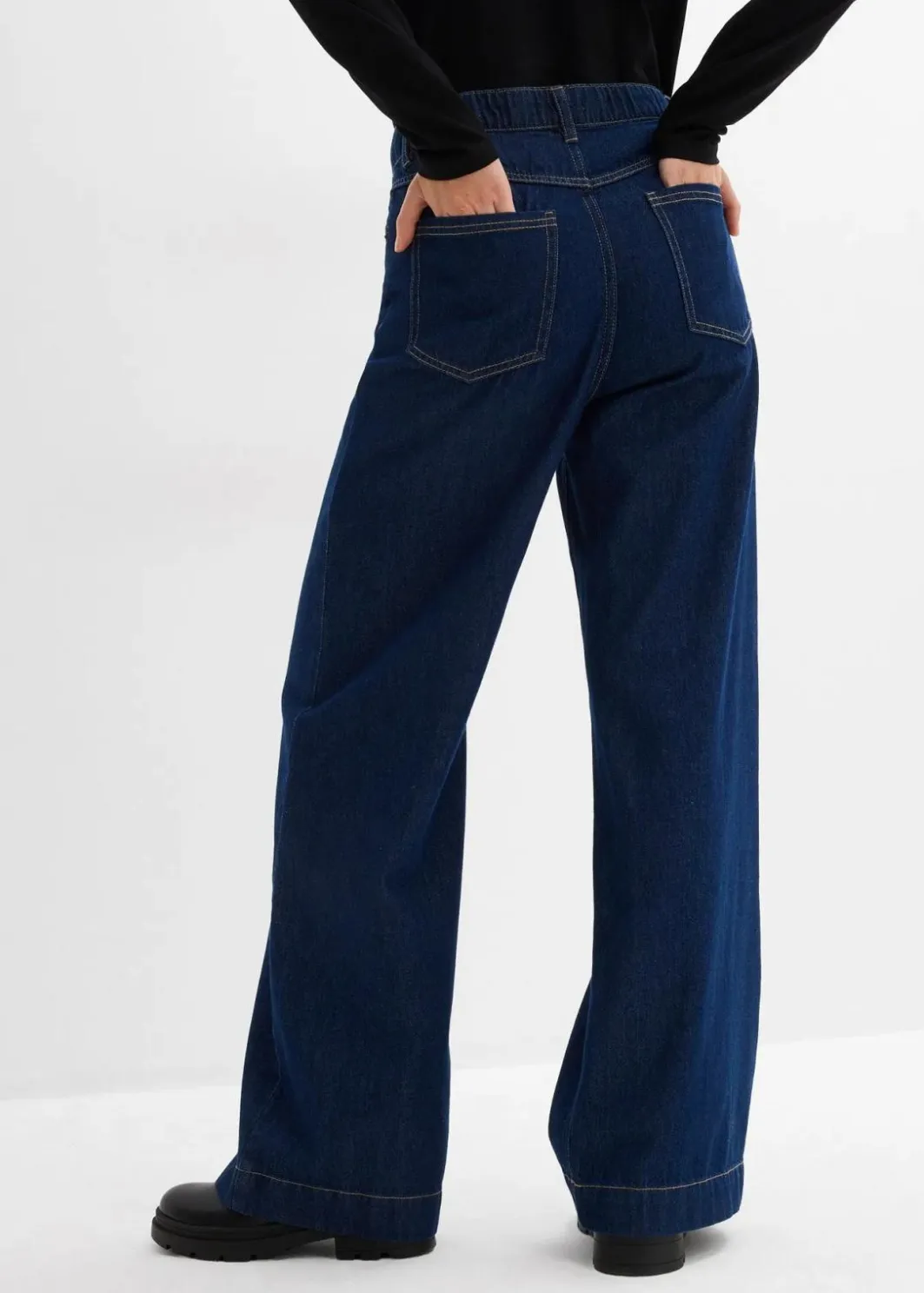 Damen bonprix Kurzgrößen|Bekleidung·Shirts & Tops|Wide-Leg-Jeans High Waist