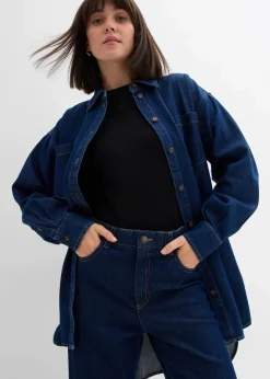 Damen bonprix Kurzgrößen|Bekleidung·Shirts & Tops|Wide-Leg-Jeans High Waist