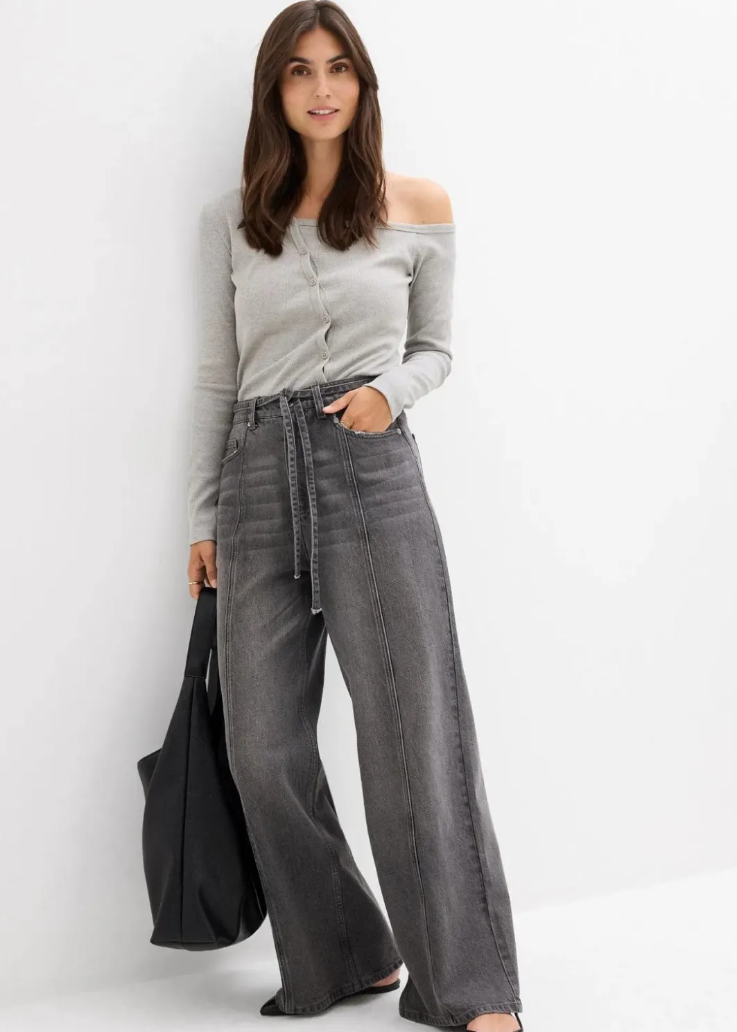 Damen bonprix Jeans|Bekleidung·Shirts & Tops|Wide-Leg-Jeans High Waist
