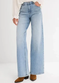 Damen bonprix Kurzgrößen|Bekleidung·Shirts & Tops|Wide-Leg-Jeans, High Waist