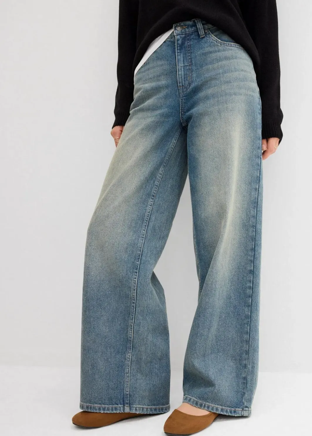 Damen bonprix Jeans|Bekleidung·Shirts & Tops|Wide-Leg-Jeans High Waist