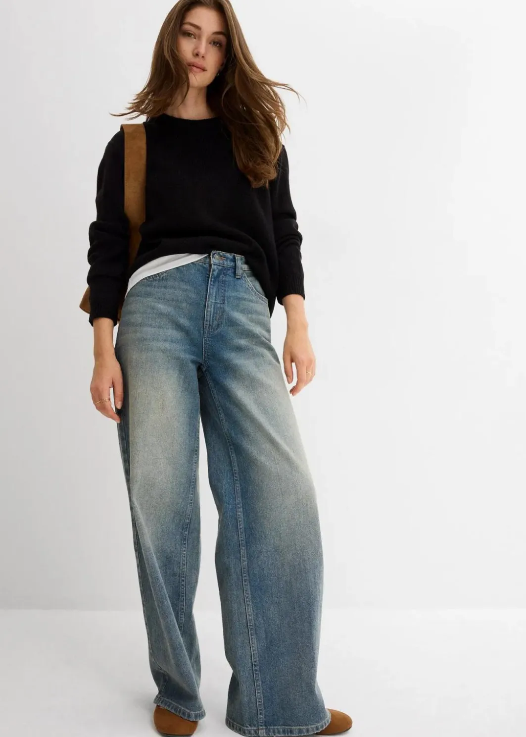 Damen bonprix Jeans|Bekleidung·Shirts & Tops|Wide-Leg-Jeans High Waist