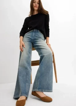 Damen bonprix Jeans|Bekleidung·Shirts & Tops|Wide-Leg-Jeans High Waist