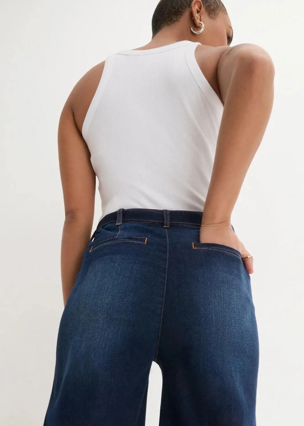 Damen bonprix Bekleidung·Shirts & Tops|Jeans|Wide-Leg-Jeans High Waist, Bequembund cropped