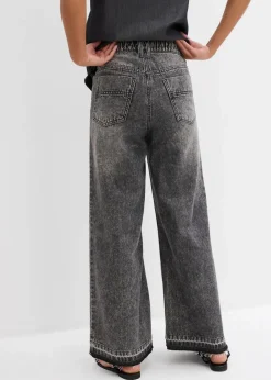 Damen bonprix Jeans|Wide-Leg-Jeans High Waist, cropped
