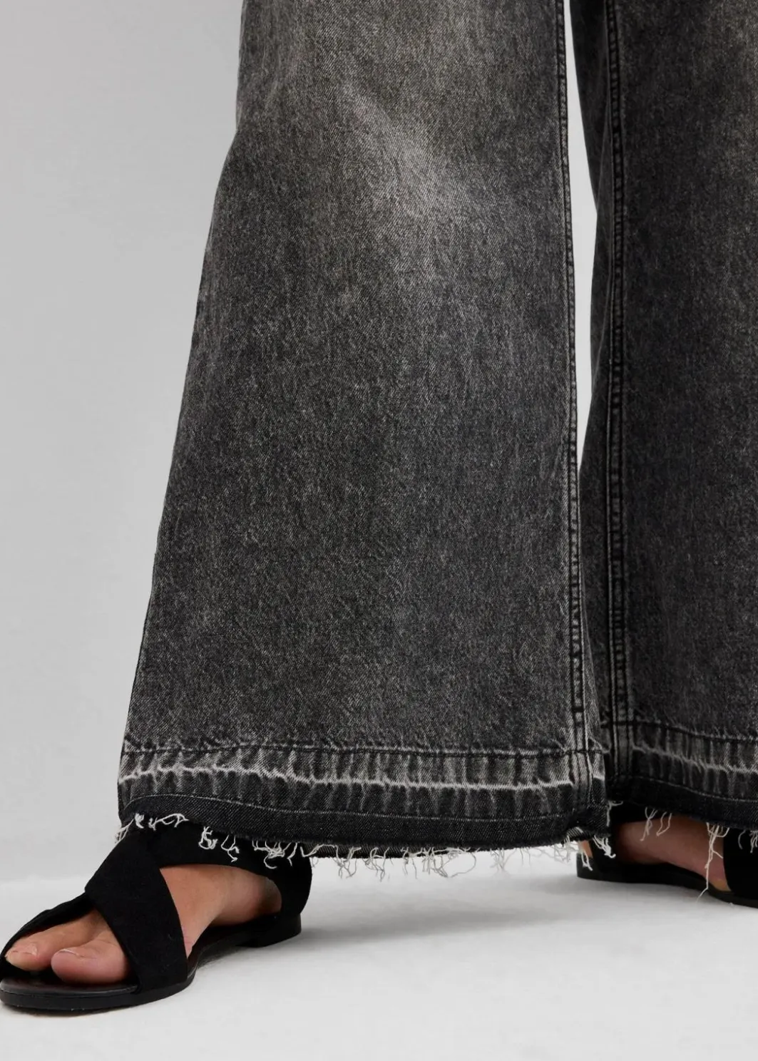 Damen bonprix Jeans|Wide-Leg-Jeans High Waist, cropped