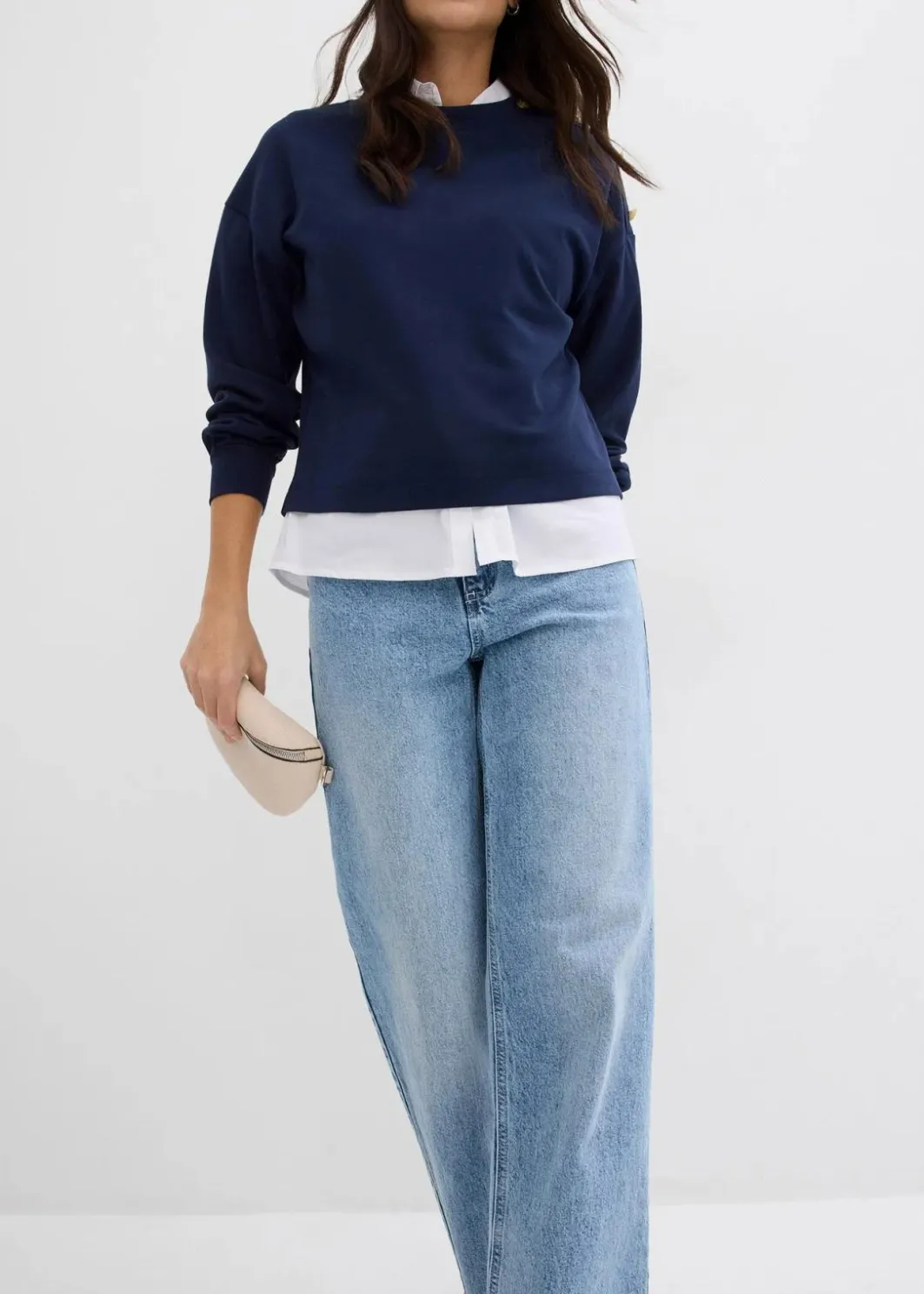 Wide-Leg-Jeans, High Waist, full Length Damen Kurzgrößen|Bekleidung·Shirts & Tops