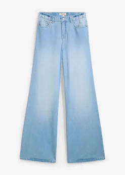 Damen bonprix Jeans|Kurzgrößen|Wide-Leg-Jeans, High Waist, Full Length Bequembund