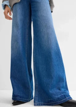 Damen bonprix Kurzgrößen|Bekleidung·Shirts & Tops|Wide-Leg-Jeans, High Waist, Full Length Bequembund