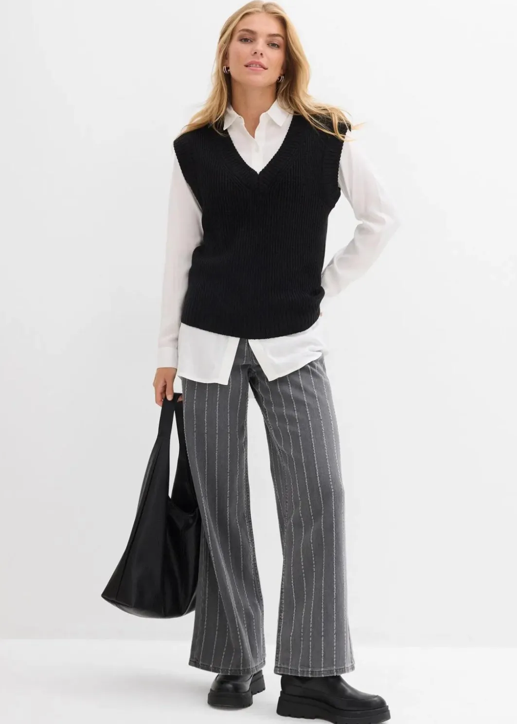 Discount Wide-Leg-Jeans High Waist mit Destroyed Effekten Damen Bekleidung·Shirts & Tops|Jeans