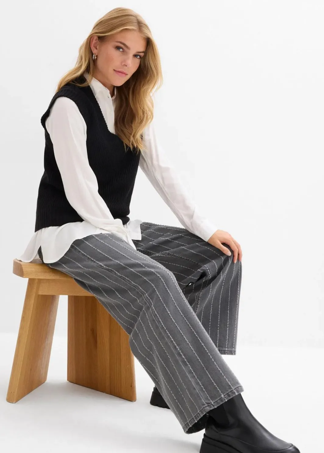 Discount Wide-Leg-Jeans High Waist mit Destroyed Effekten Damen Bekleidung·Shirts & Tops|Jeans