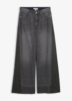Damen bonprix Bekleidung·Shirts & Tops|Jeans|Wide-Leg-Jeans High Waist mit Einsatz