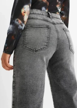Damen bonprix Jeans|Wide-Leg-Jeans, High Waist mit Nietenbesatz