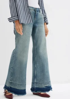 Discount Wide-Leg-Jeans Mid Waist Damen Kurzgrößen|Bekleidung·Shirts & Tops
