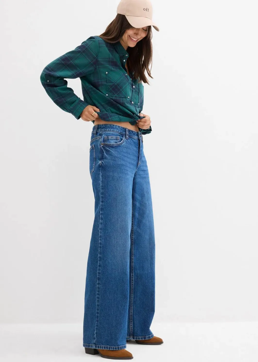 Outlet Wide-Leg-Jeans Mid Waist Damen Jeans|Kurzgrößen
