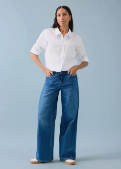 Outlet Wide-Leg-Jeans Mid Waist Damen Jeans|Kurzgrößen