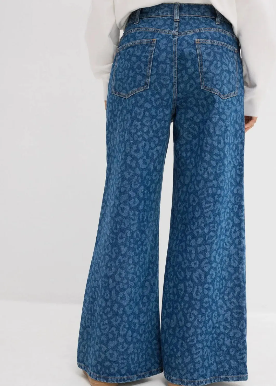Damen bonprix Kurzgrößen|Bekleidung·Shirts & Tops|Wide-Leg-Jeans Mid Waist