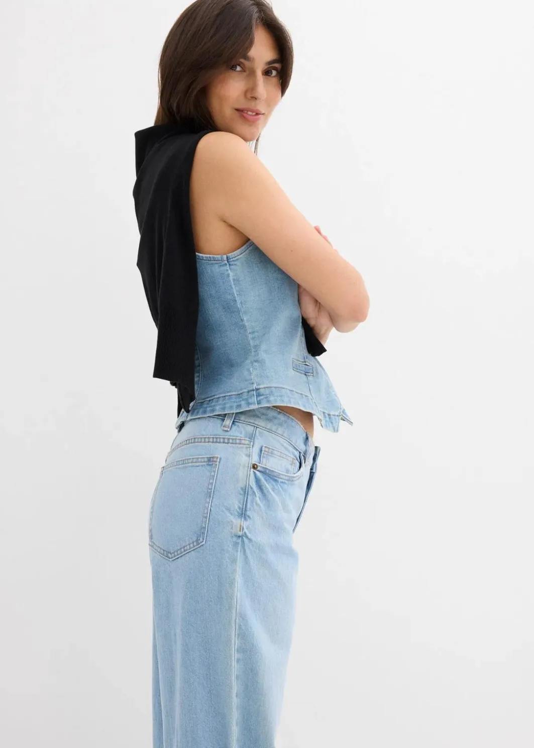 Best Wide-Leg-Jeans Mid Waist Damen Jeans|Kurzgrößen