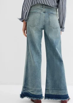 Damen bonprix Jeans|Kurzgrößen|Wide-Leg-Jeans Mid Waist