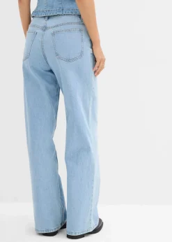 Damen bonprix Jeans|Kurzgrößen|Wide-Leg-Jeans Mid Waist