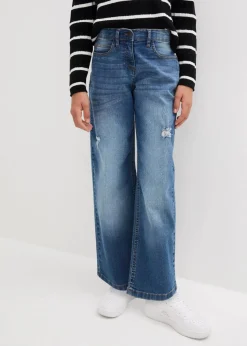Hot Wide-Leg-Jeans Mid Waist Kinder Mädchen 9-16 Jahre·Jeans