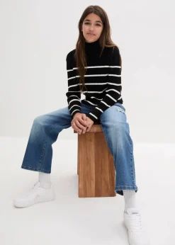 Hot Wide-Leg-Jeans Mid Waist Kinder Mädchen 9-16 Jahre·Jeans