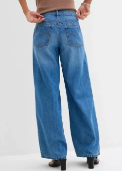 Damen bonprix Kurzgrößen|Bekleidung·Shirts & Tops|Wide-Leg-Jeans Mid Waist