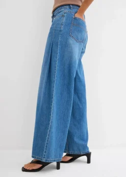 Damen bonprix Kurzgrößen|Bekleidung·Shirts & Tops|Wide-Leg-Jeans Mid Waist