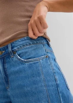 Damen bonprix Kurzgrößen|Bekleidung·Shirts & Tops|Wide-Leg-Jeans Mid Waist